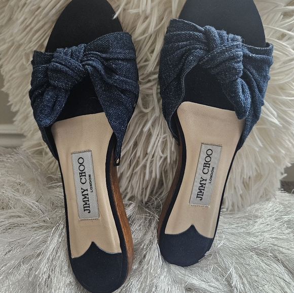 Beautiful never worn women denim/suede slip on sandals authentic jimmy choo - Picture 2 of 7